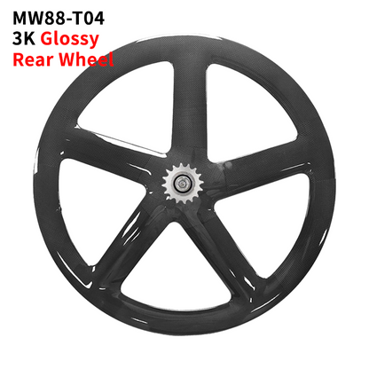 Full Carbon 5 Spoke Track Wheels 3K Matte Glossy Finish for Fixie Gear Bikes