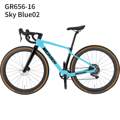 2x11Speed Gravel Road Bike with Carbon Fiber 12°Drop Handlebar Carbon Gravel Bike Internal Cable Routing