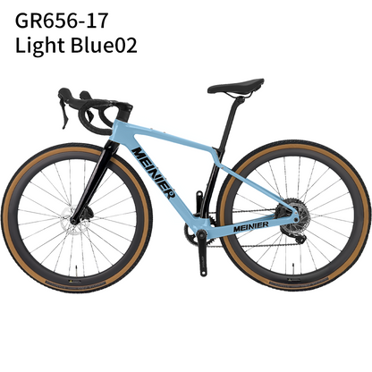 2x11Speed Gravel Road Bike with Carbon Fiber 12°Drop Handlebar Carbon Gravel Bike Internal Cable Routing